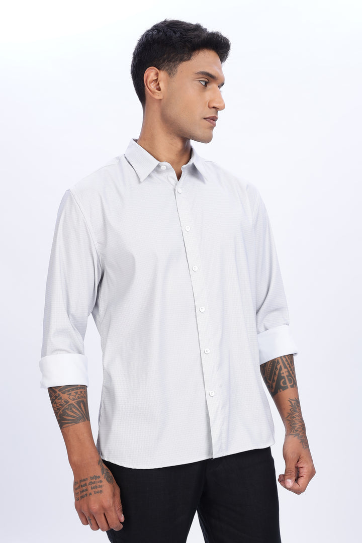 Printed Slim Fit White Shirt