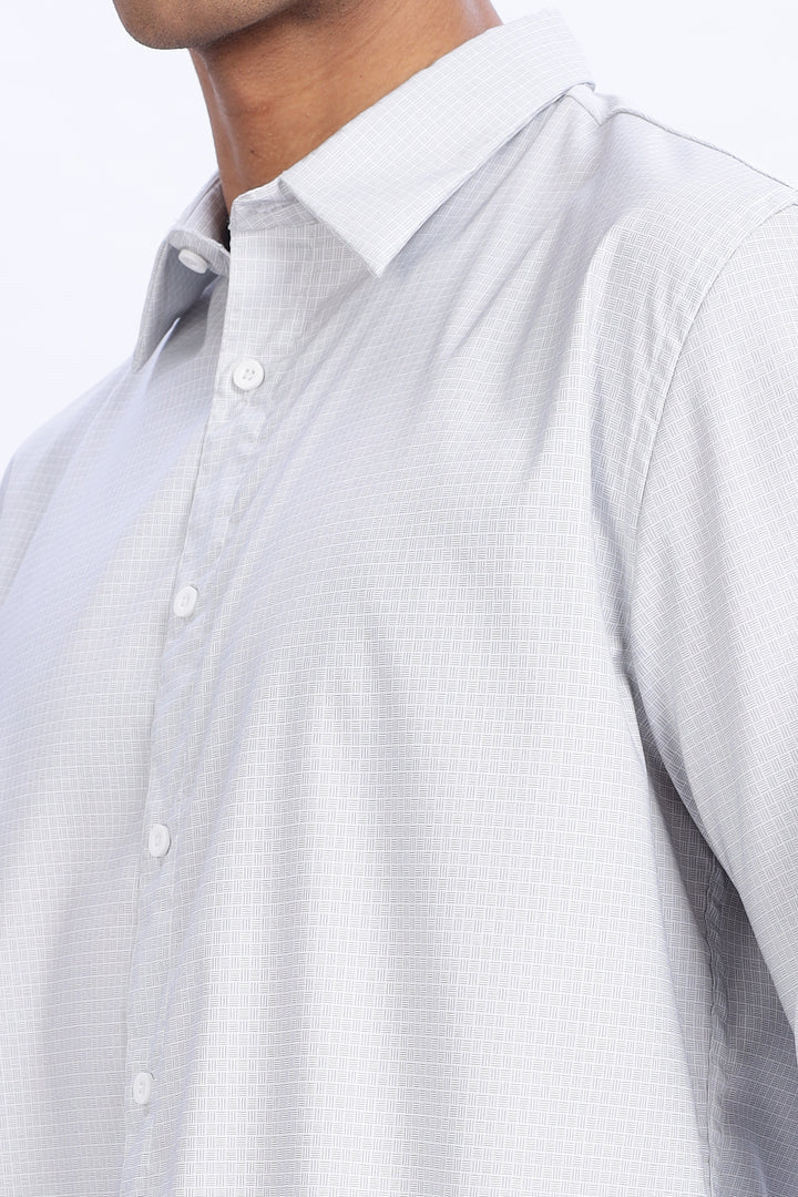 Printed Slim Fit White Shirt