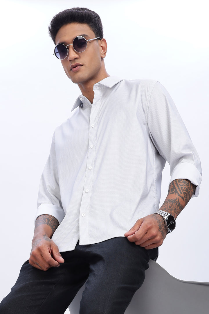 Printed Slim Fit White Shirt