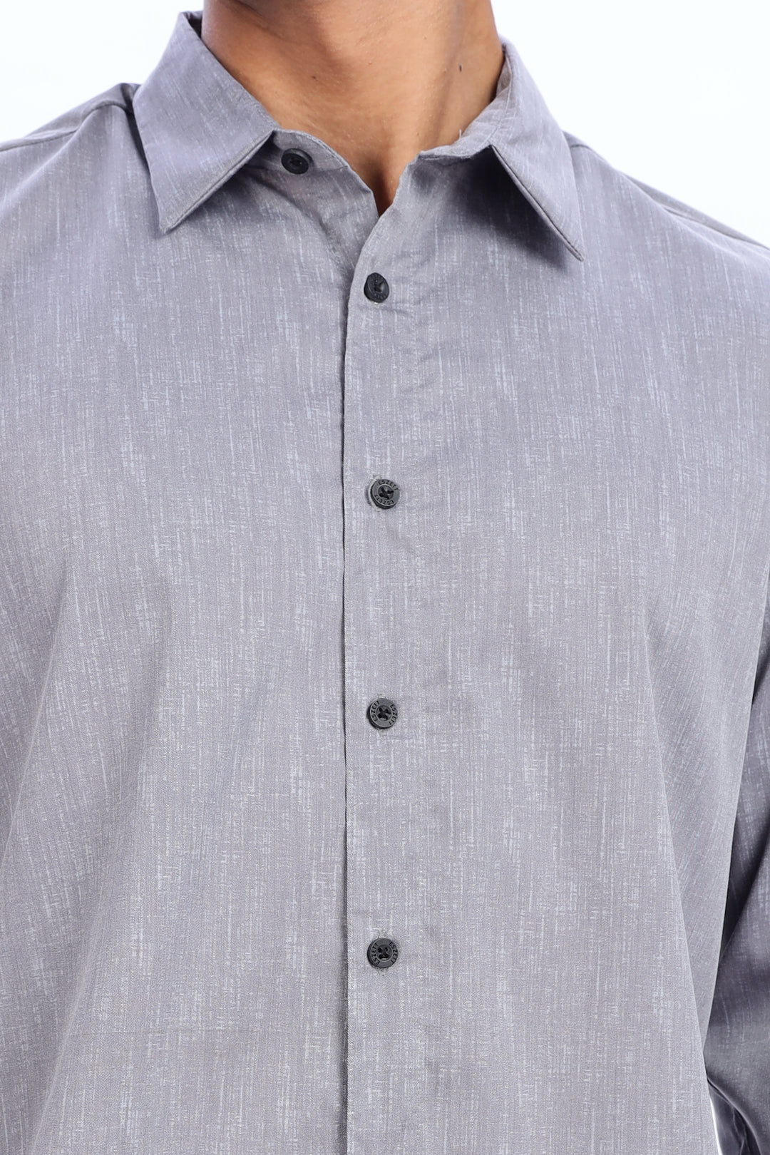 Printed Slim Fit Grey Shirt