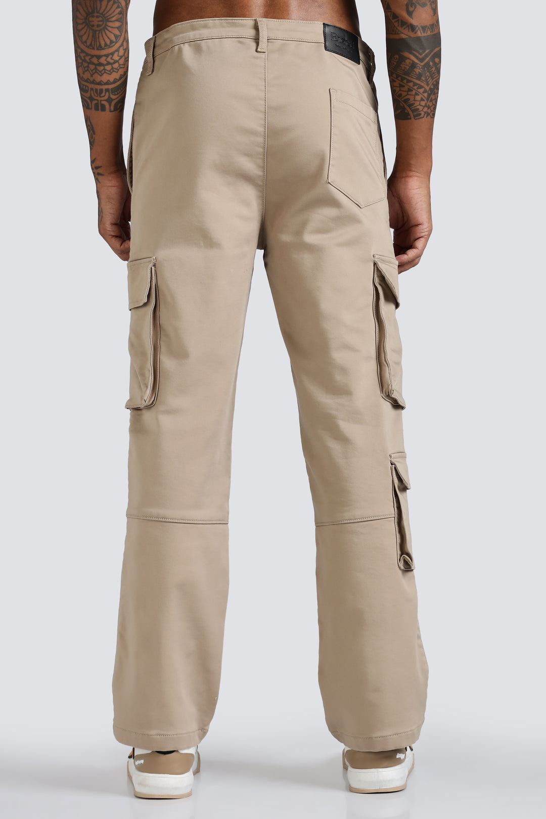 Street: Cream Regular Fit Cargo Pants