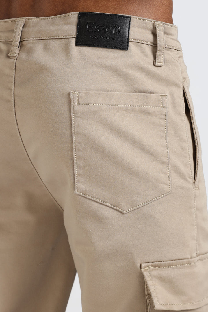 Street: Cream Regular Fit Cargo Pants