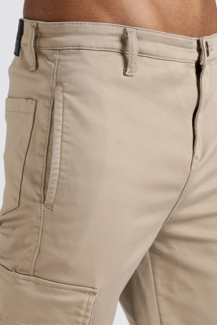 Street: Cream Regular Fit Cargo Pants