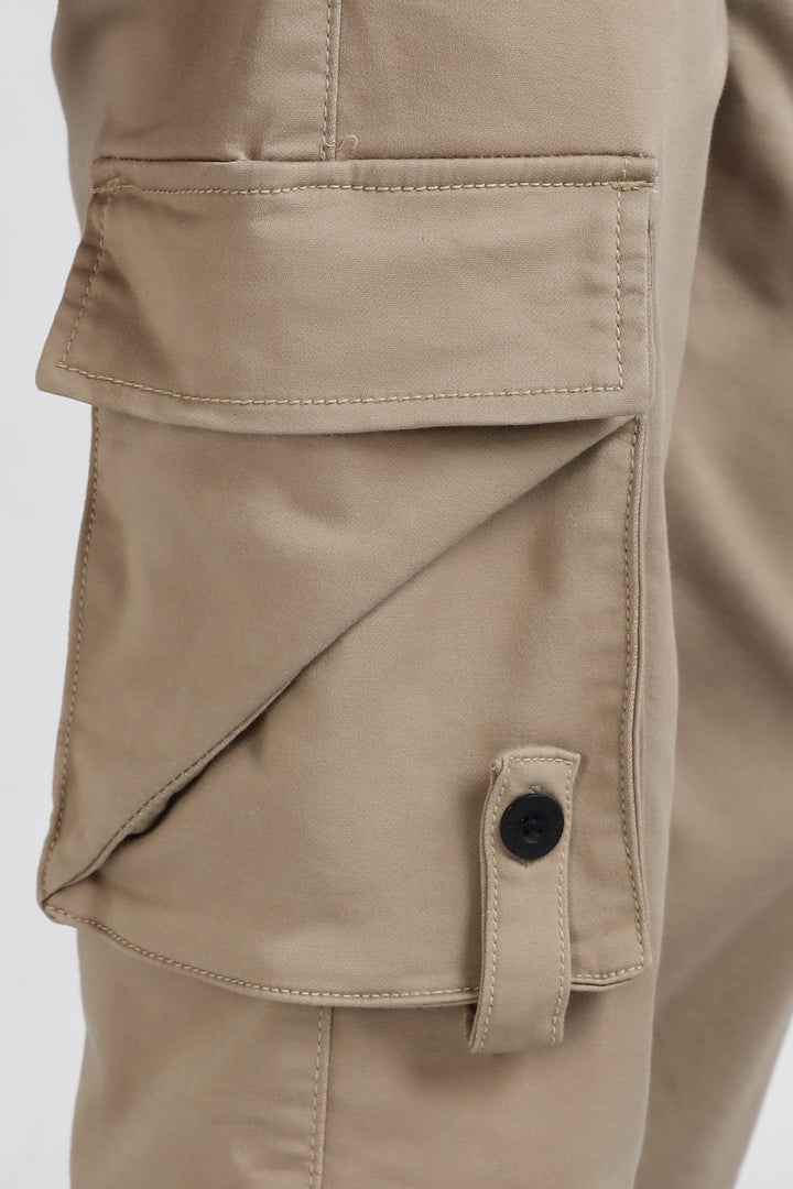 Street: Cream Regular Fit Cargo Pants