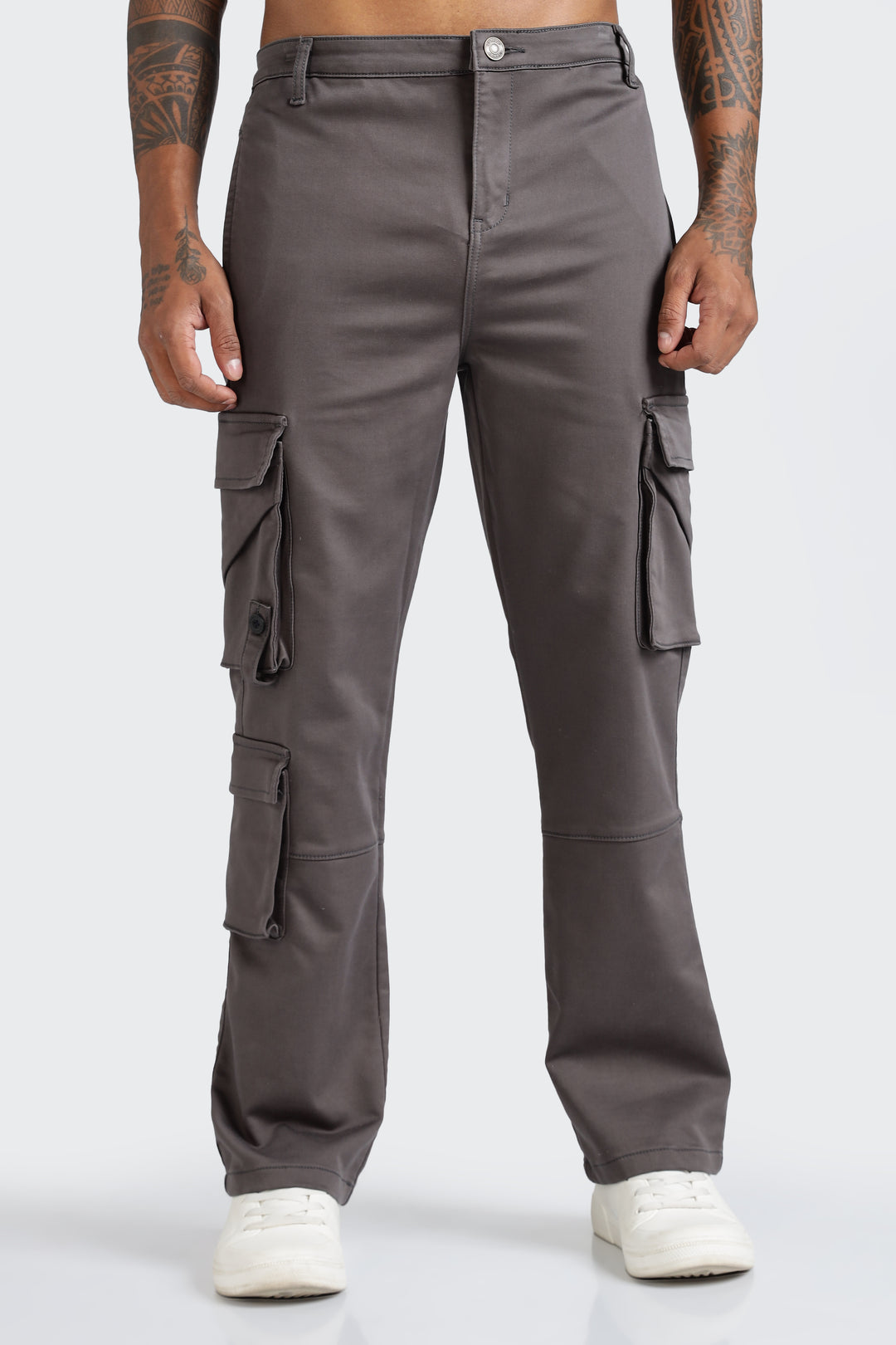 Street: Grey Cargo Regular Fit Pant