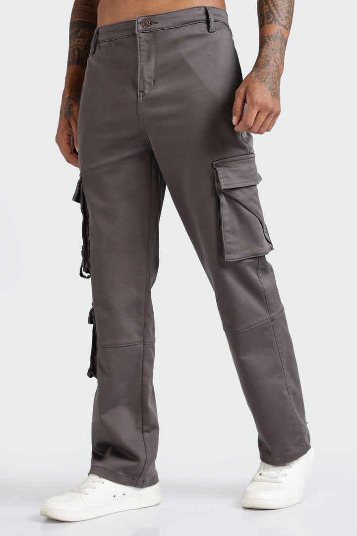 Street: Grey Cargo Regular Fit Pant