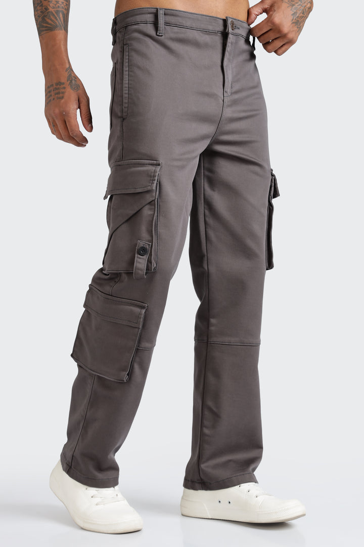 Street: Grey Cargo Regular Fit Pant