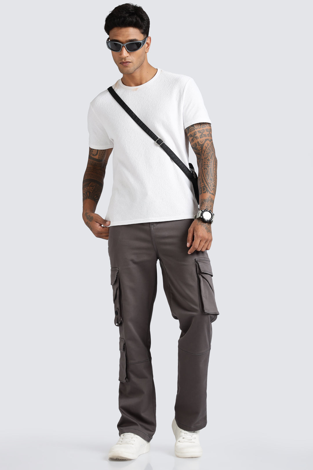 Street: Grey Cargo Regular Fit Pant