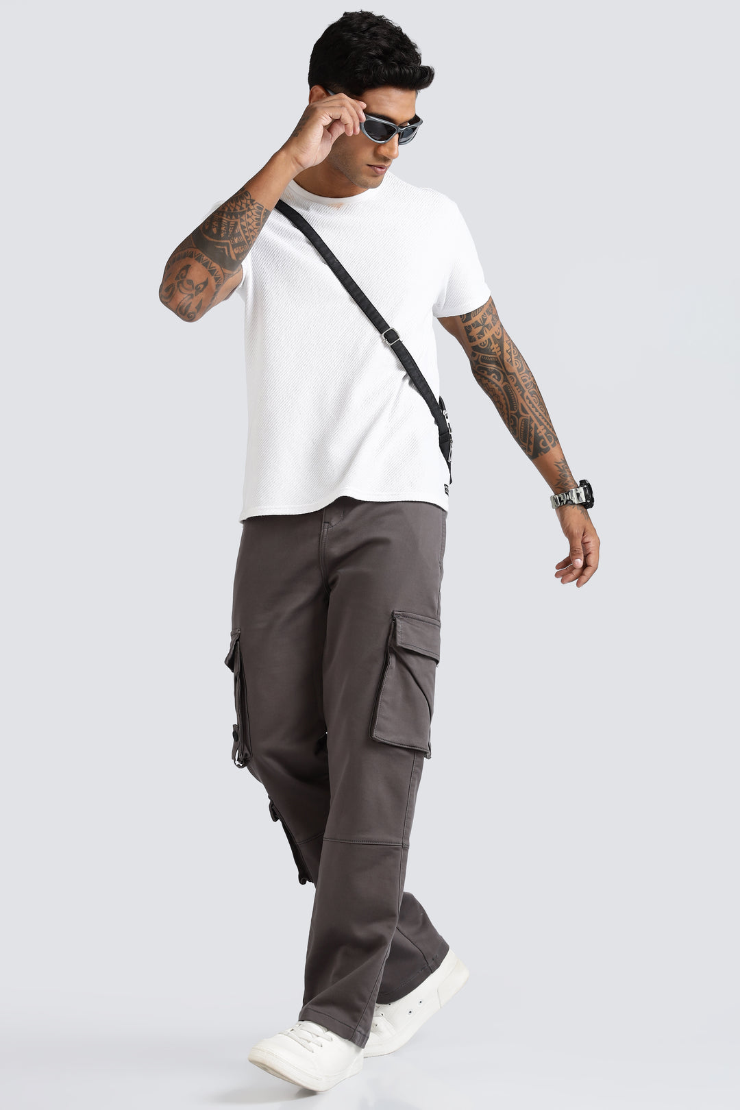 Street: Grey Cargo Regular Fit Pant