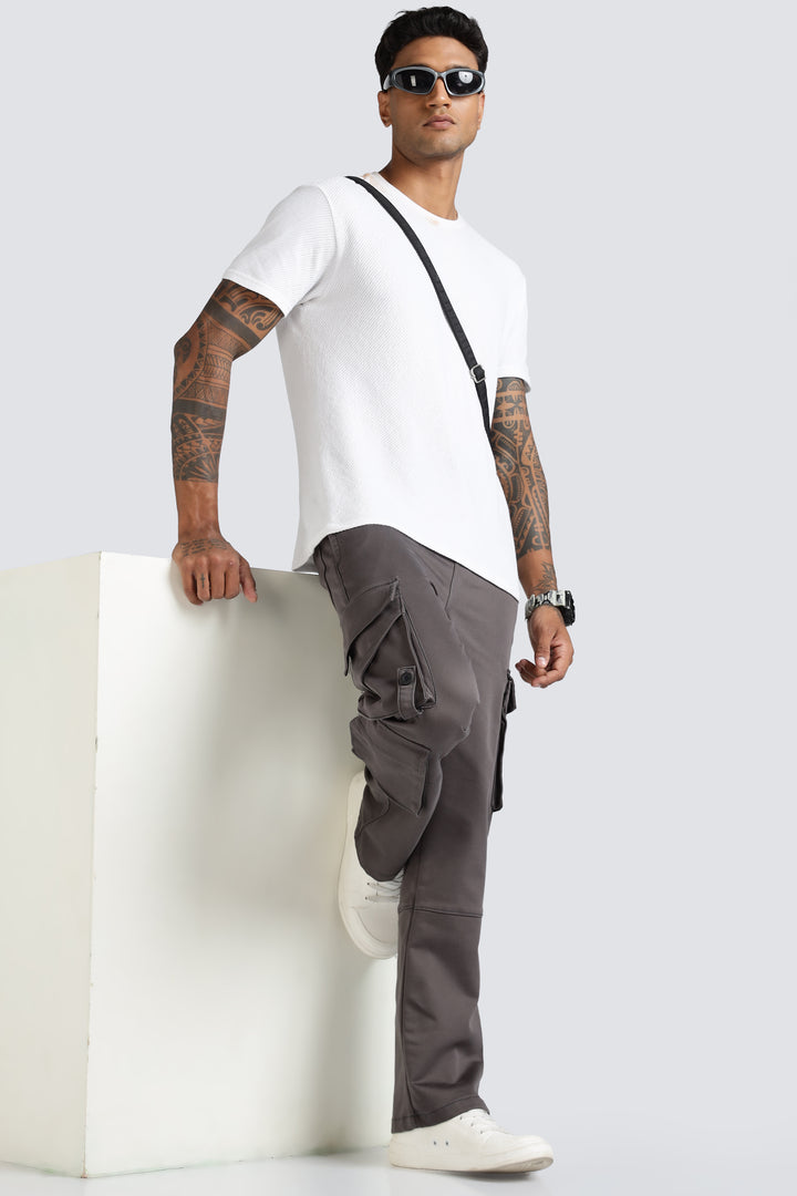 Street: Grey Cargo Regular Fit Pant