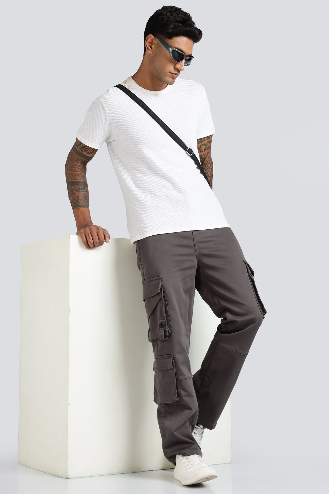 Street: Grey Cargo Regular Fit Pant