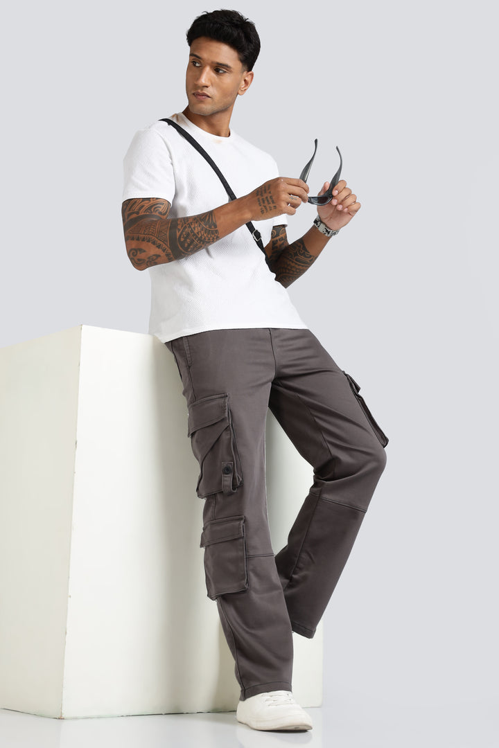 Street: Grey Cargo Regular Fit Pant