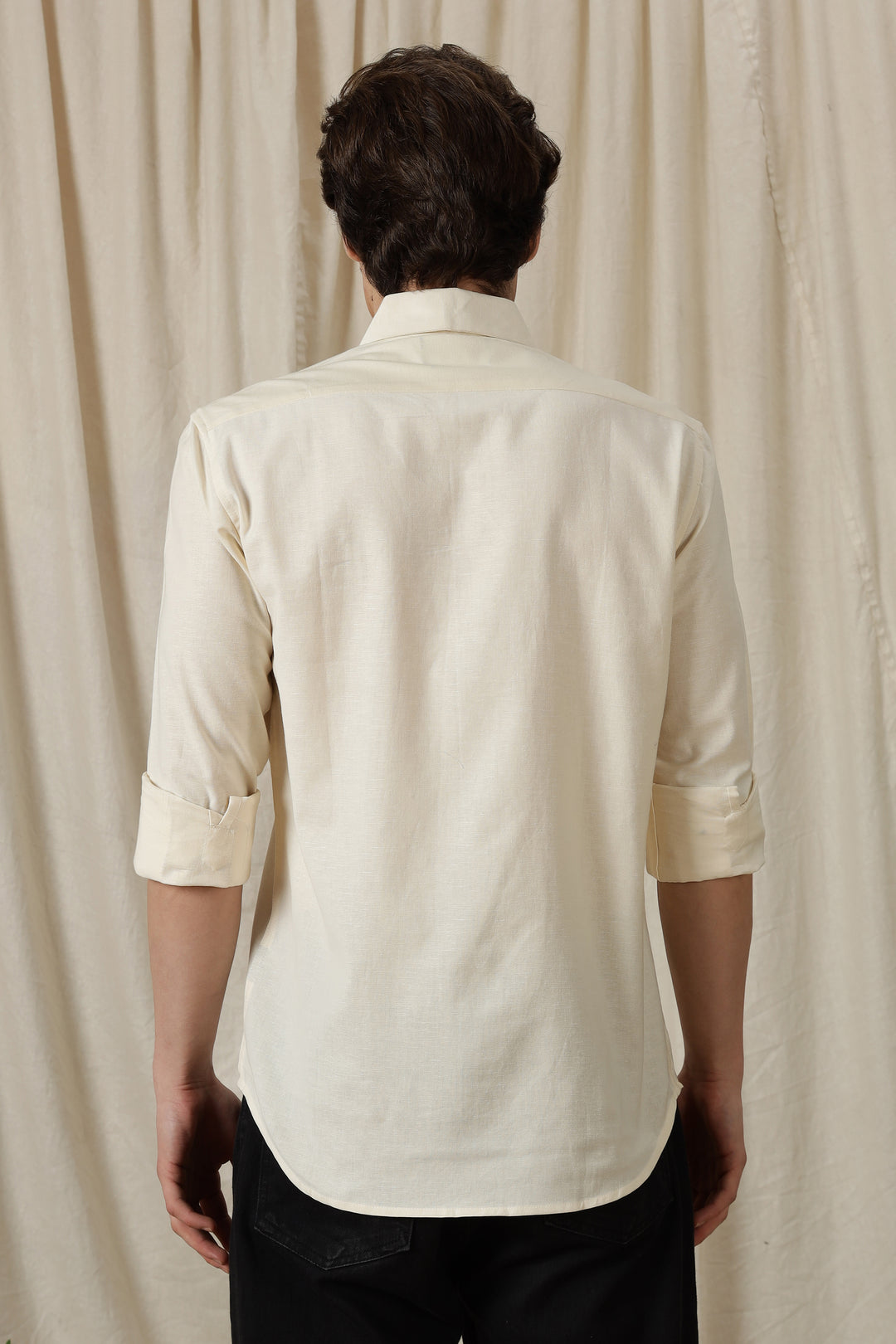 Japanese Lantern: Embroidery Linen Cream Shirt