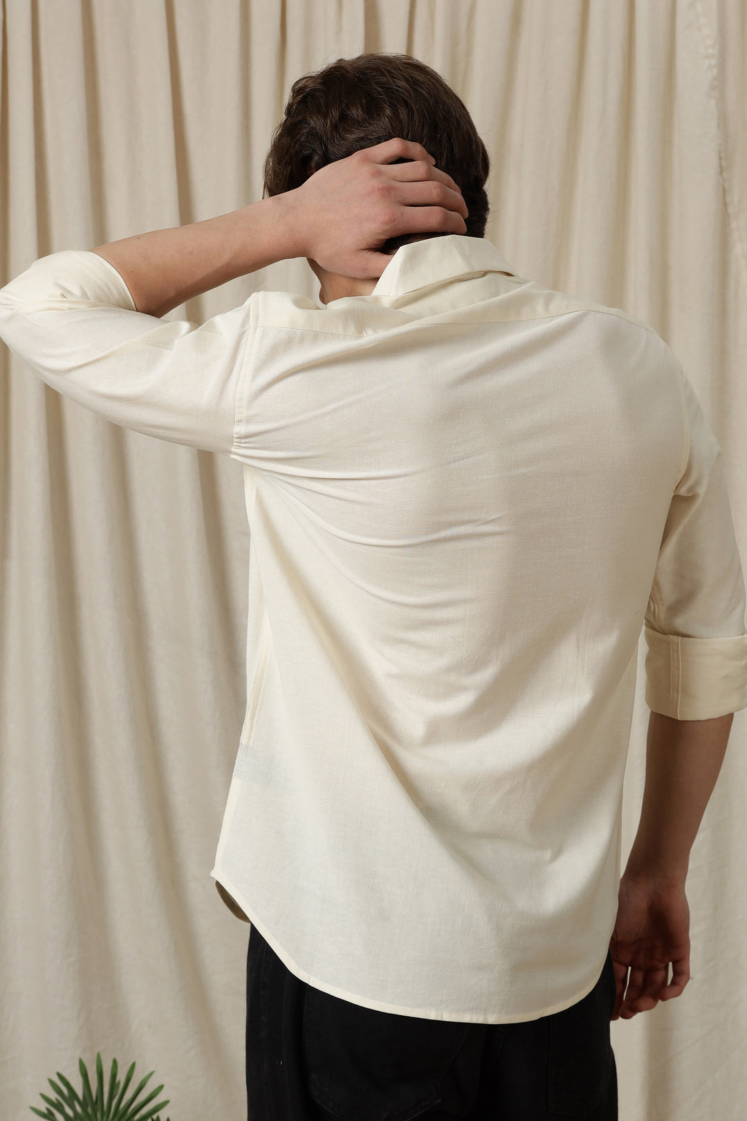 Japanese Lantern: Embroidery Linen Cream Shirt