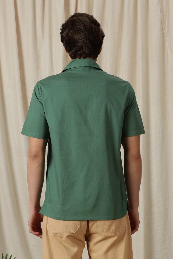 Autumn Flowers: Green Cuban Shirt