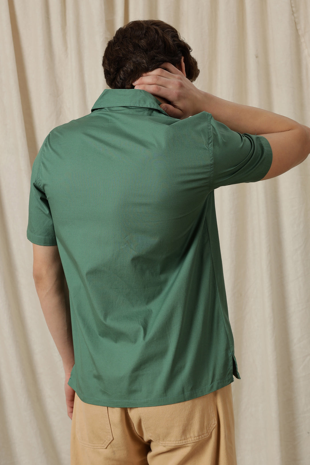 Autumn Flowers: Green Cuban Shirt