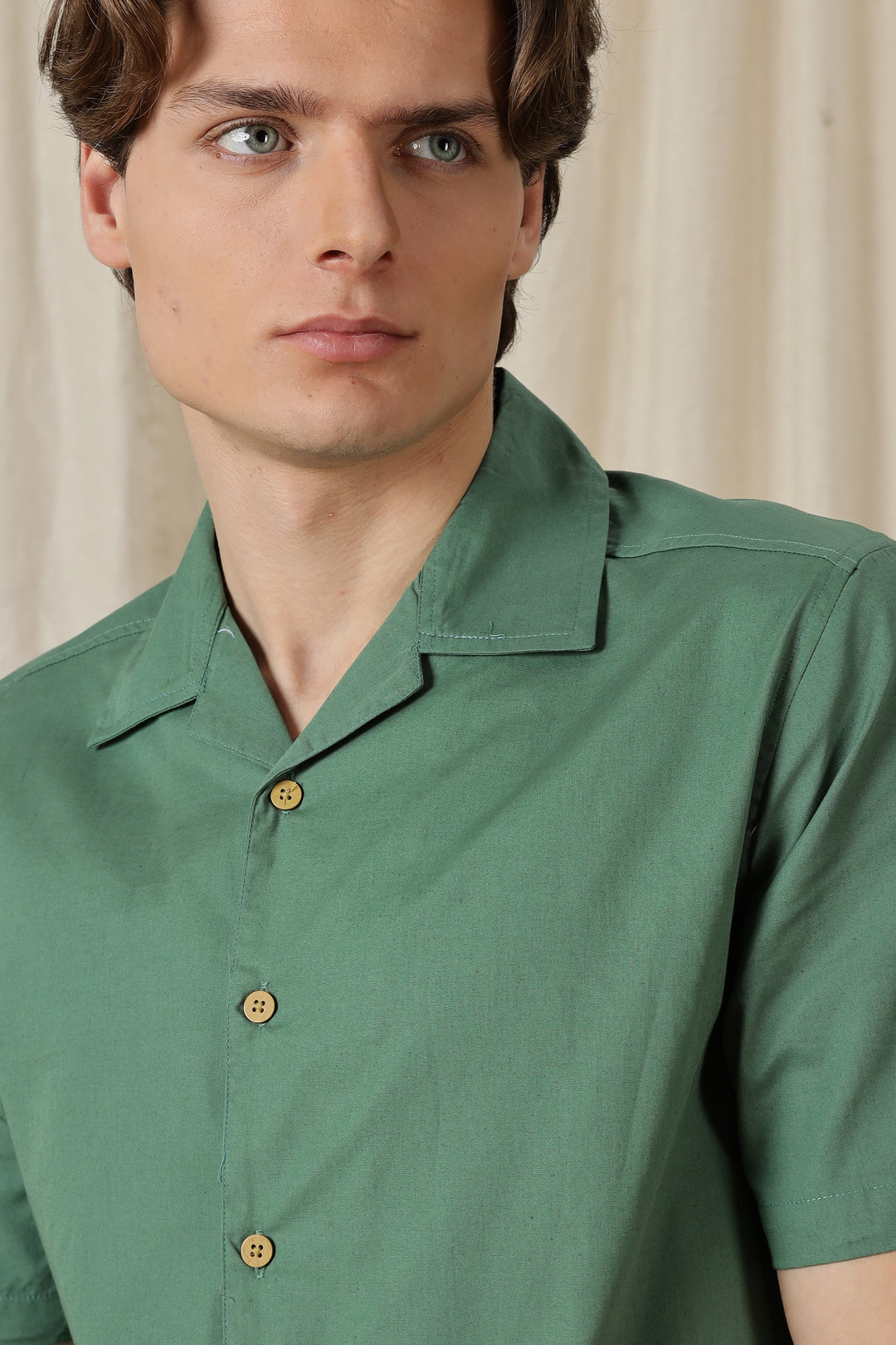 Autumn Flowers: Green Cuban Shirt