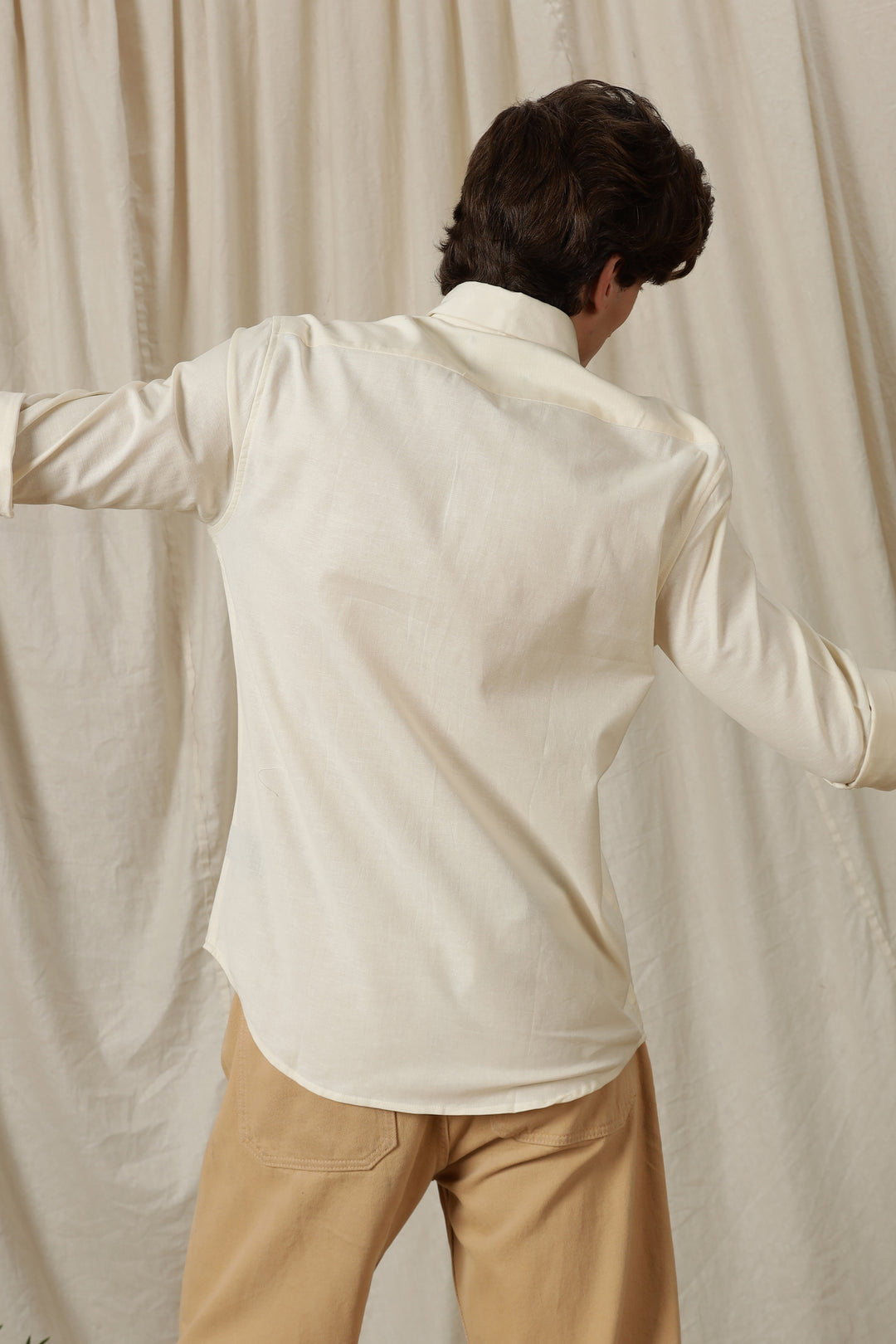 Leafy: Embroidery Cream Shirt