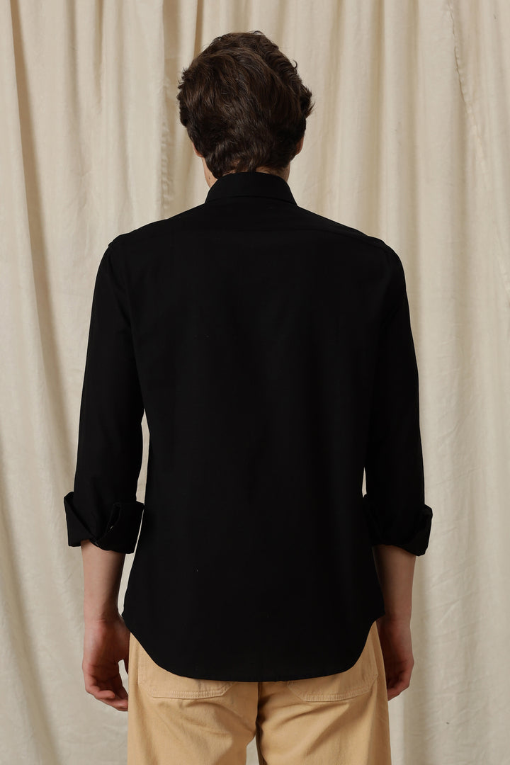 Jewel Flower: Embroidery Black Shirt