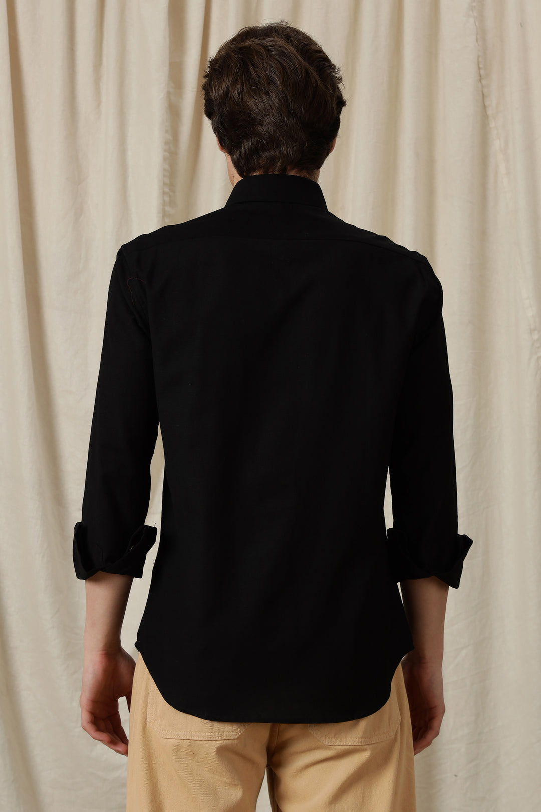 Dove: Embroidery Linen Black Shirt