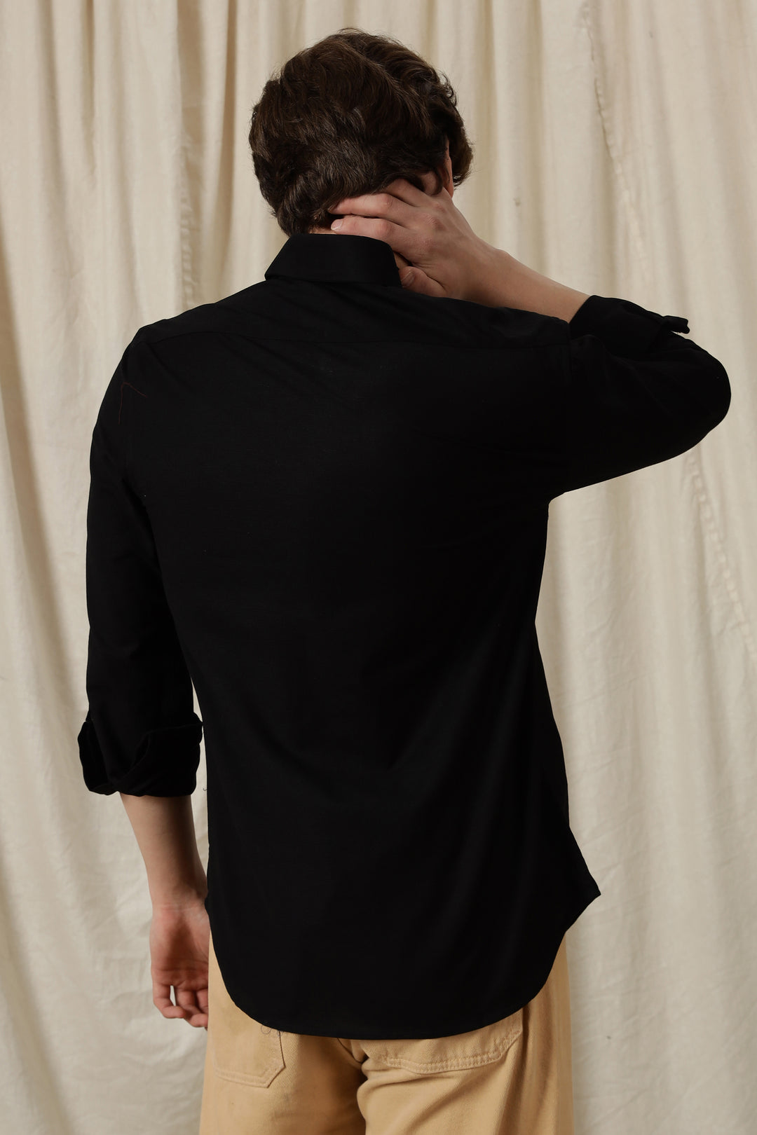 Dove: Embroidery Linen Black Shirt