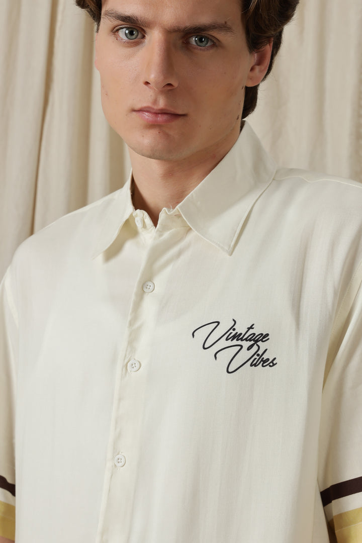 Vintage Vibes: Cream oversized shirt