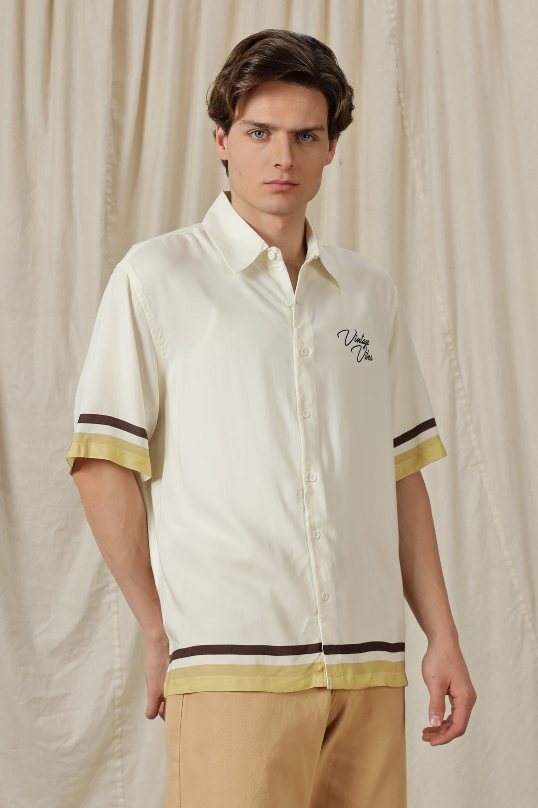 Vintage Vibes: Cream oversized shirt