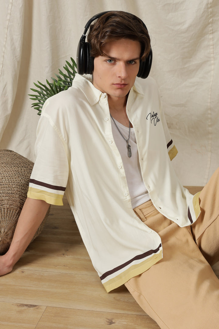 Vintage Vibes: Cream oversized shirt