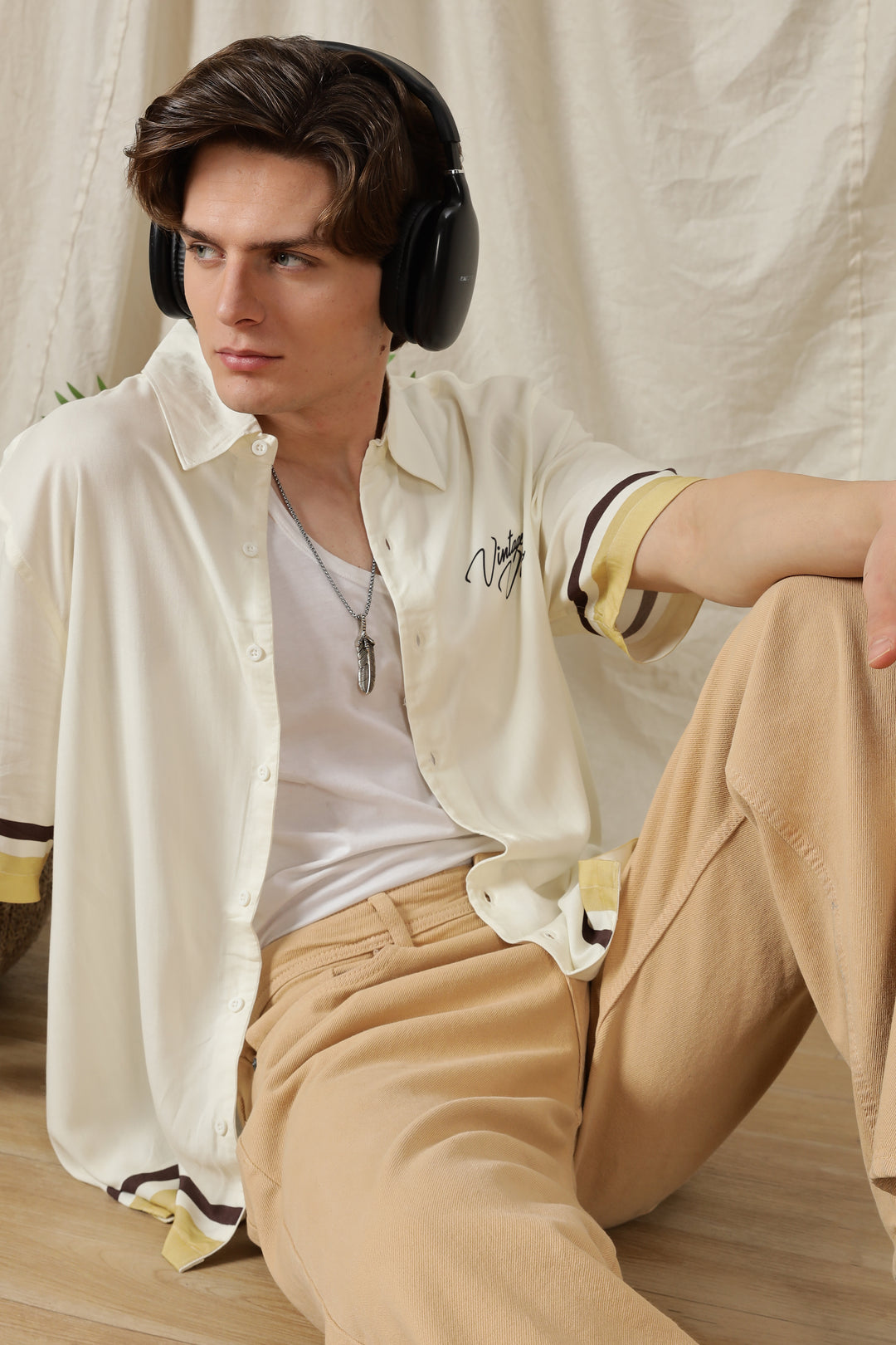 Vintage Vibes: Cream oversized shirt