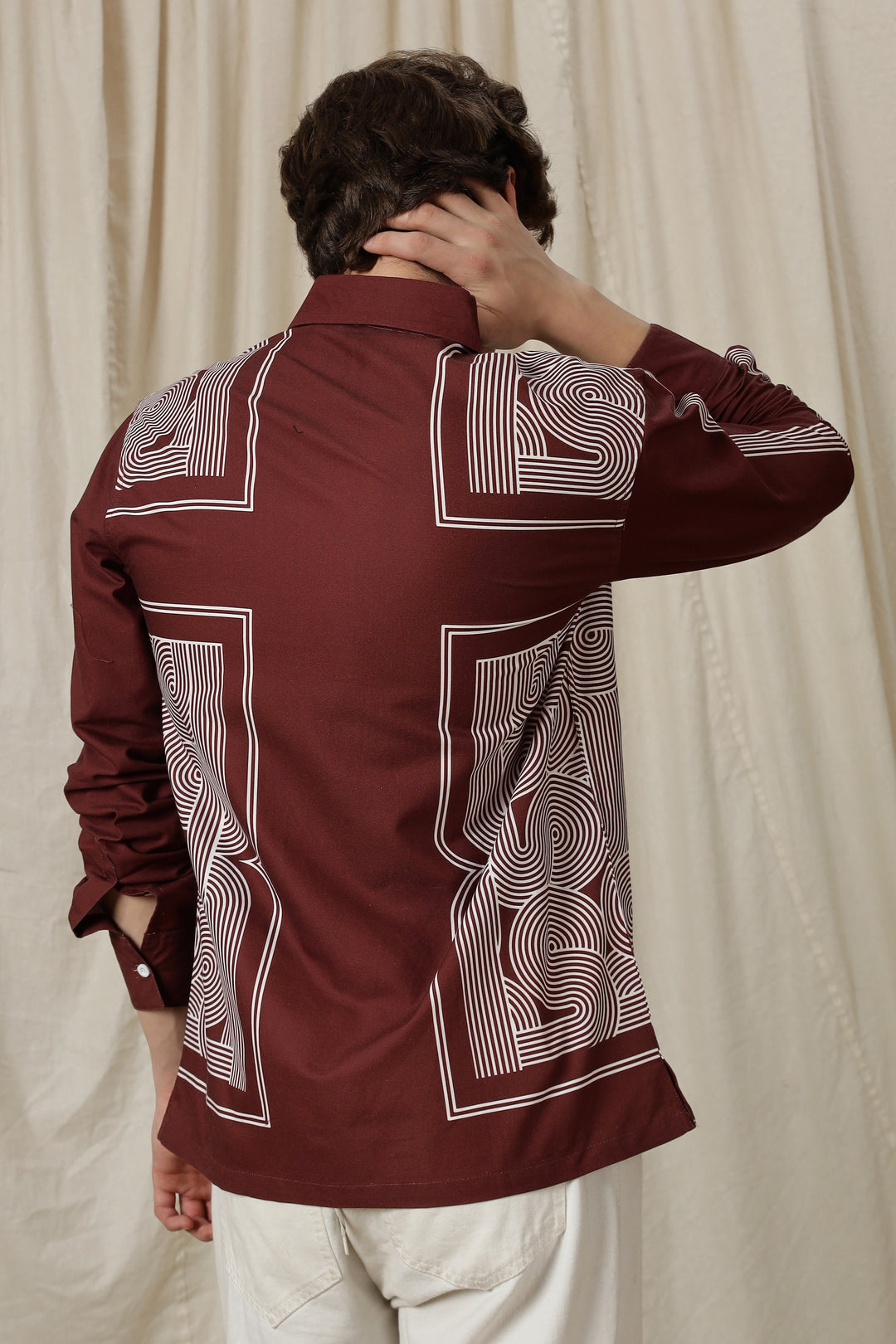 Abstract Geometric Maroon: Printed shirt