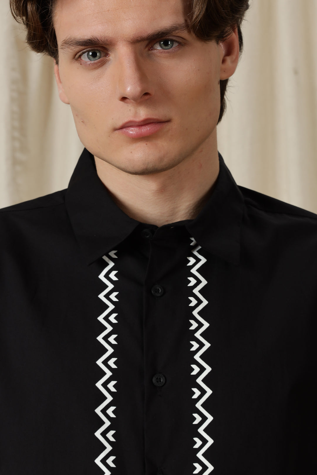 Fine Sketch: Printed Black Shirt