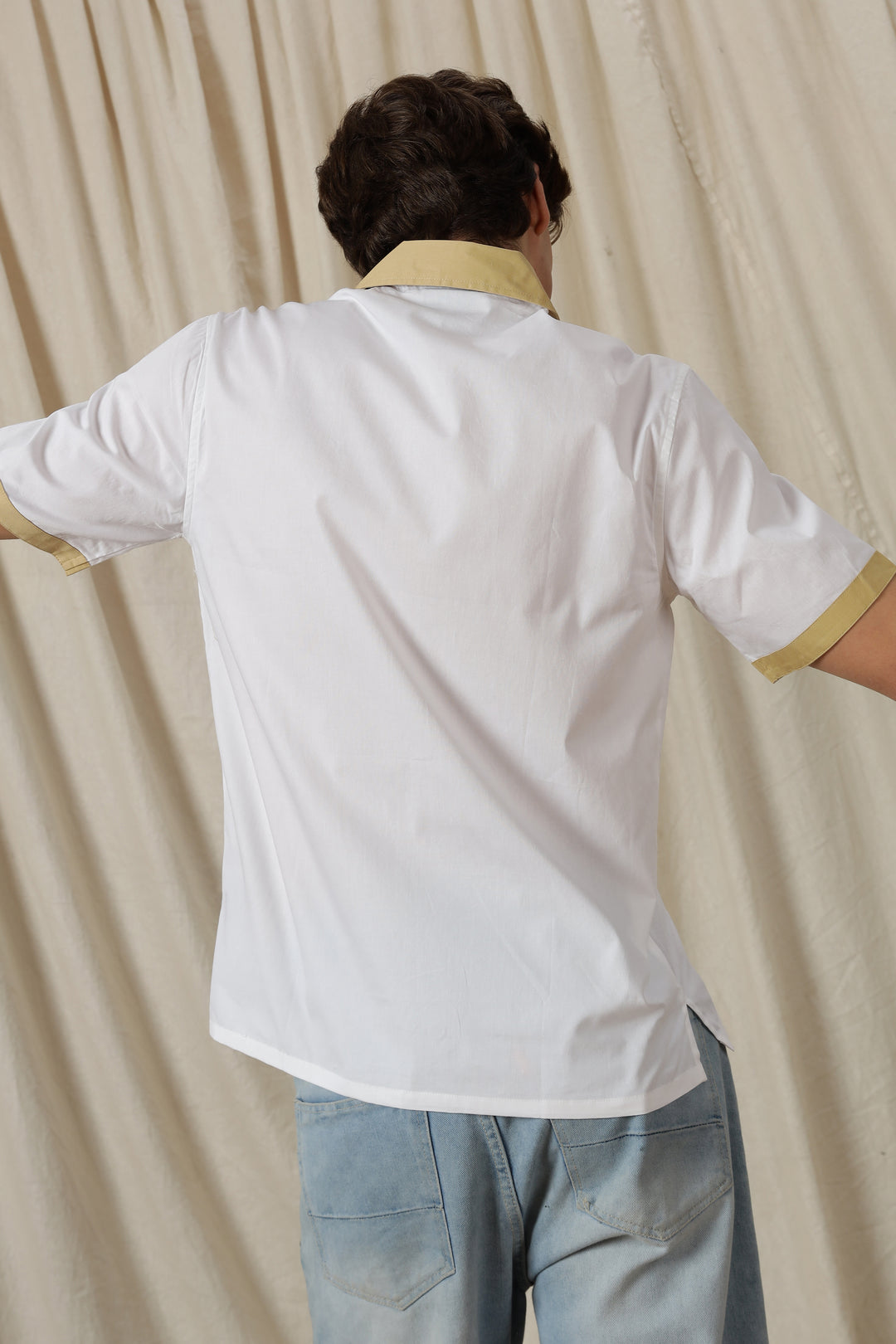 Access Denied: White Embroidery Cotton Cuban Shirt