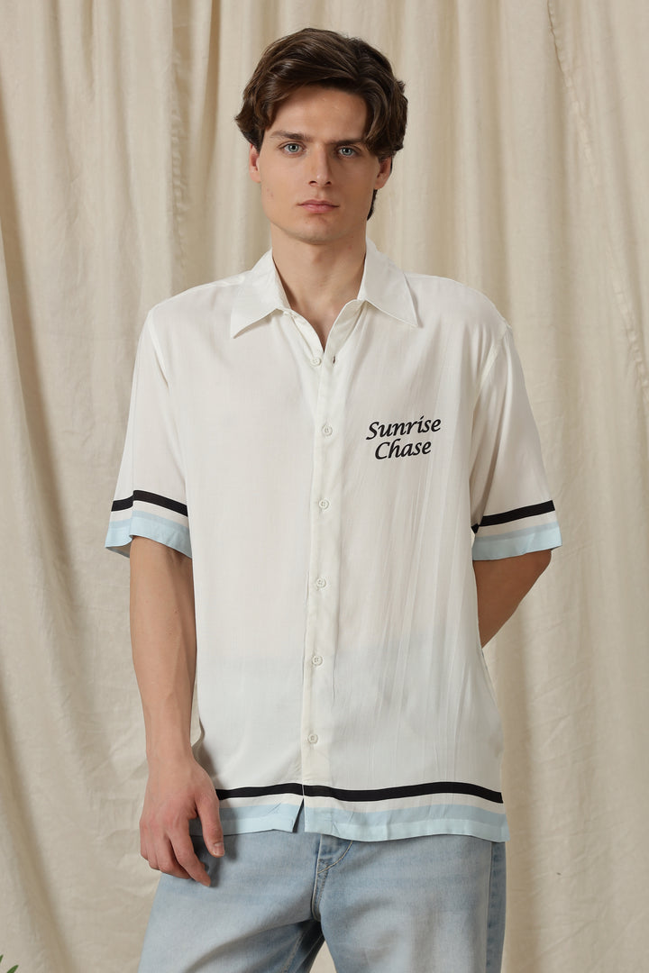 Sunrise Chase: White Oversized T-shirt