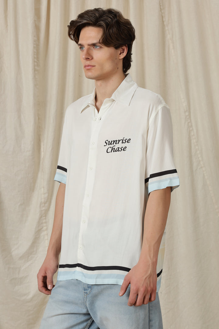 Sunrise Chase: White Oversized T-shirt