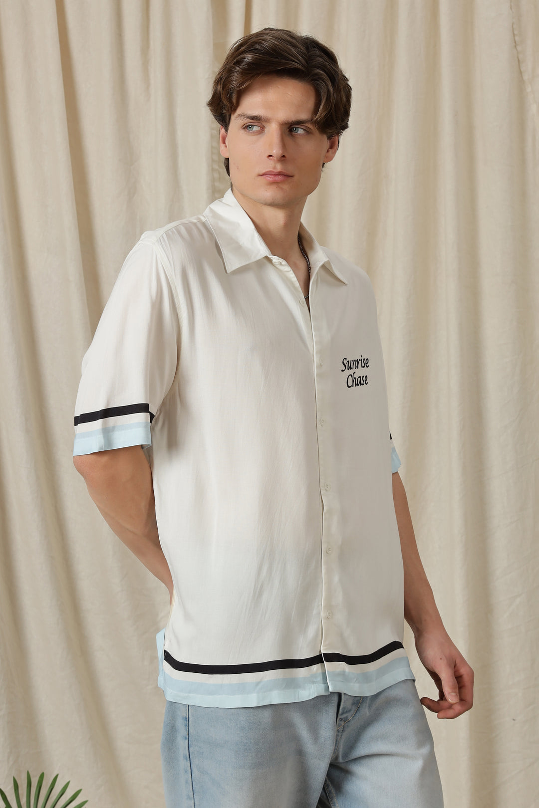 Sunrise Chase: White Oversized T-shirt