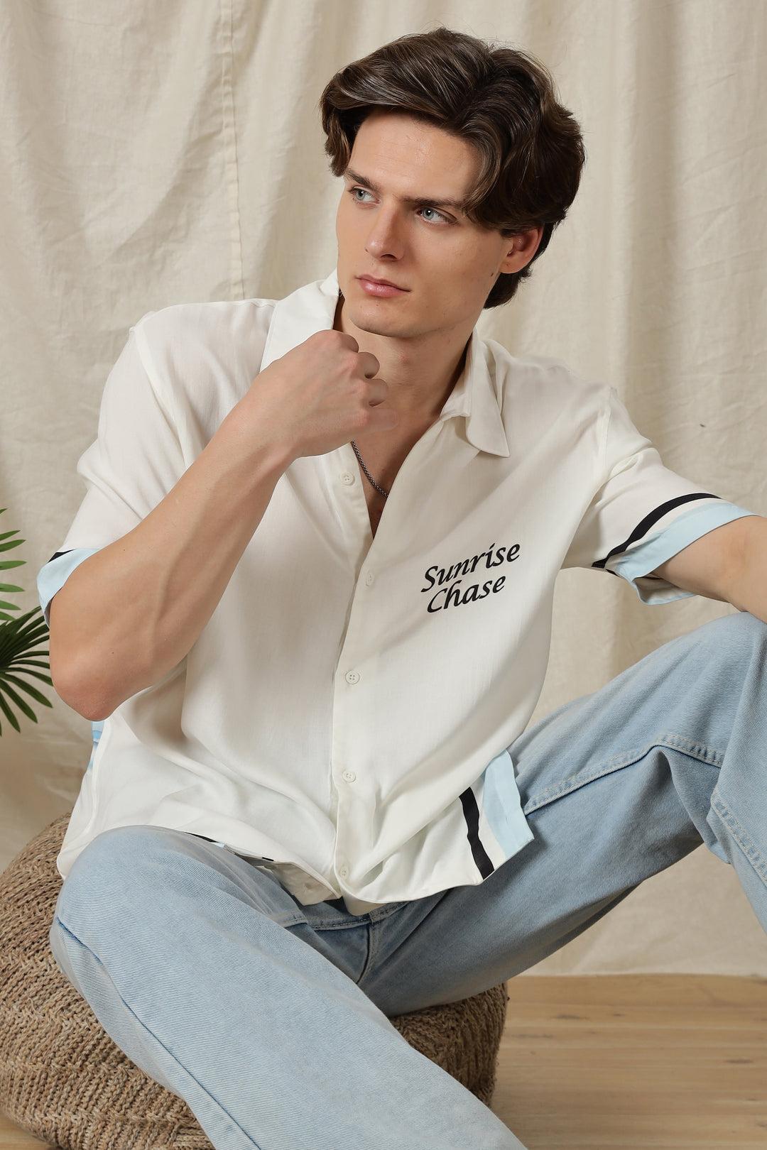 Sunrise Chase: White Oversized T-shirt