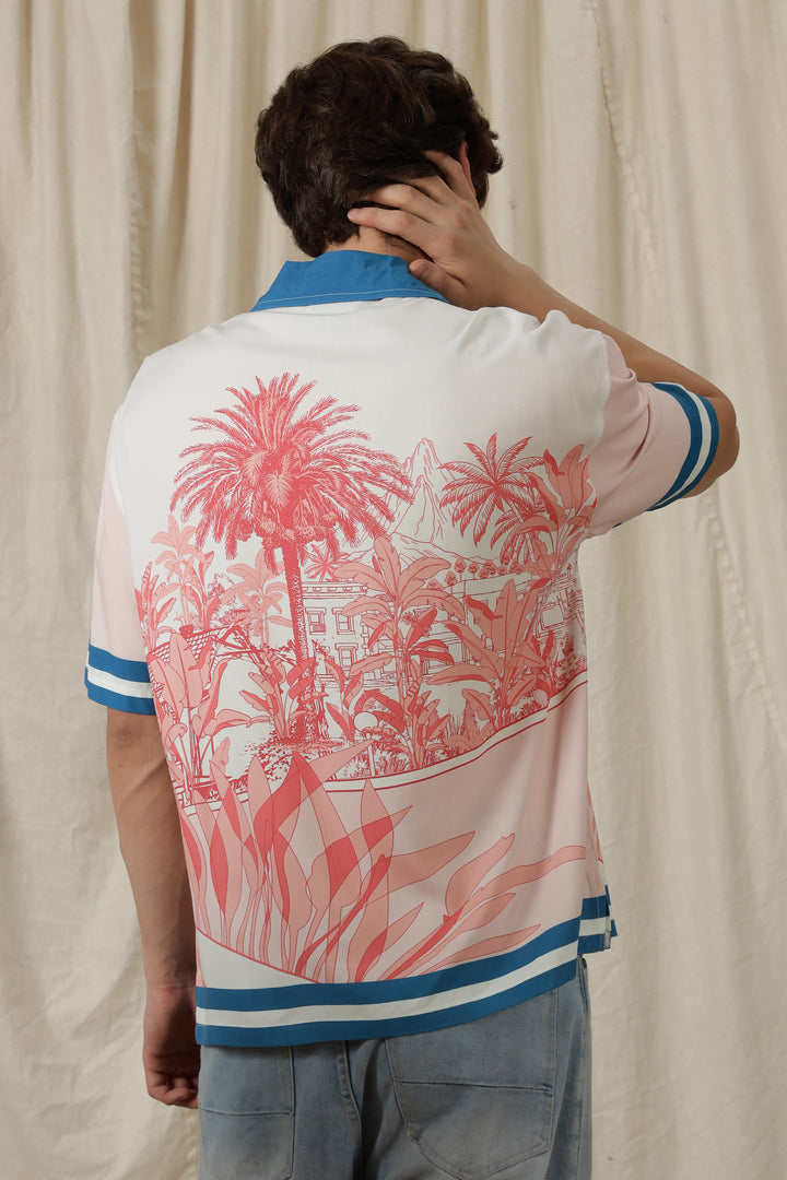 Abstract Forest: Oversized Pink Shirt