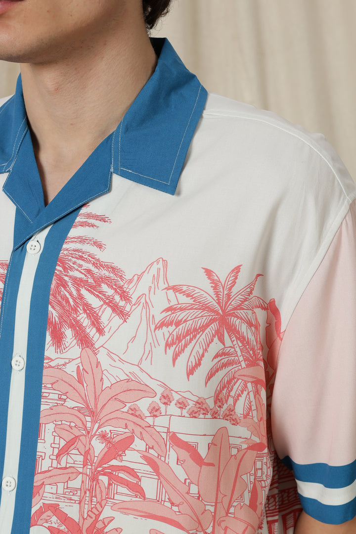 Abstract Forest: Oversized Pink Shirt