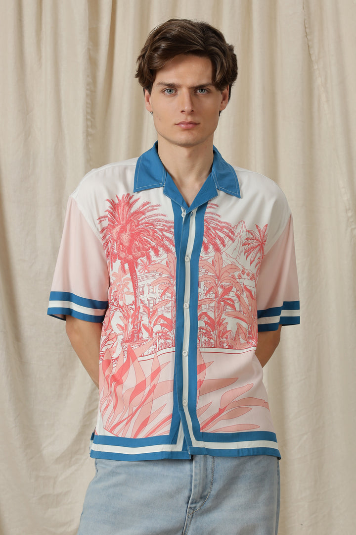 Abstract Forest: Oversized Pink Shirt