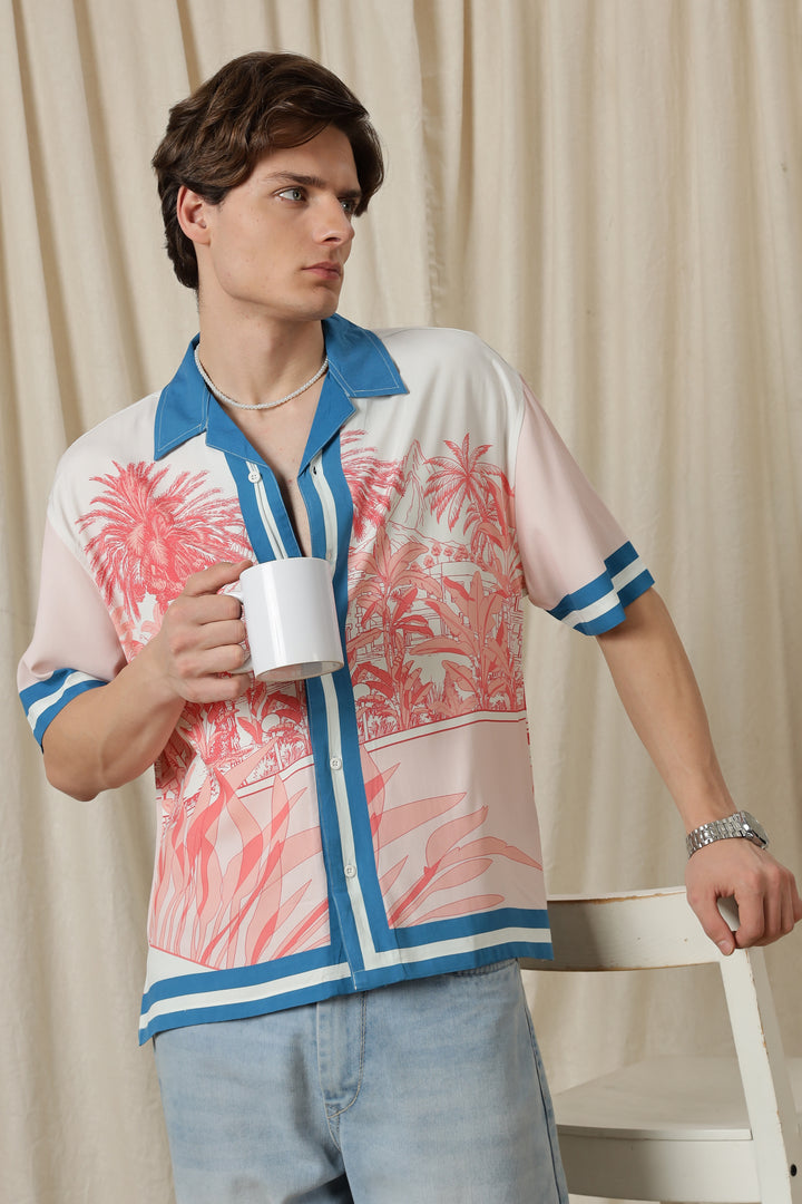 Abstract Forest: Oversized Pink Shirt