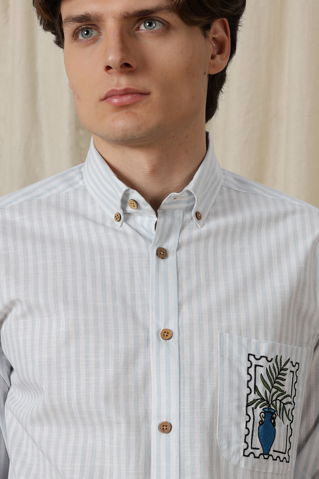 Pockets: Greek Vase Embroidery Shirt