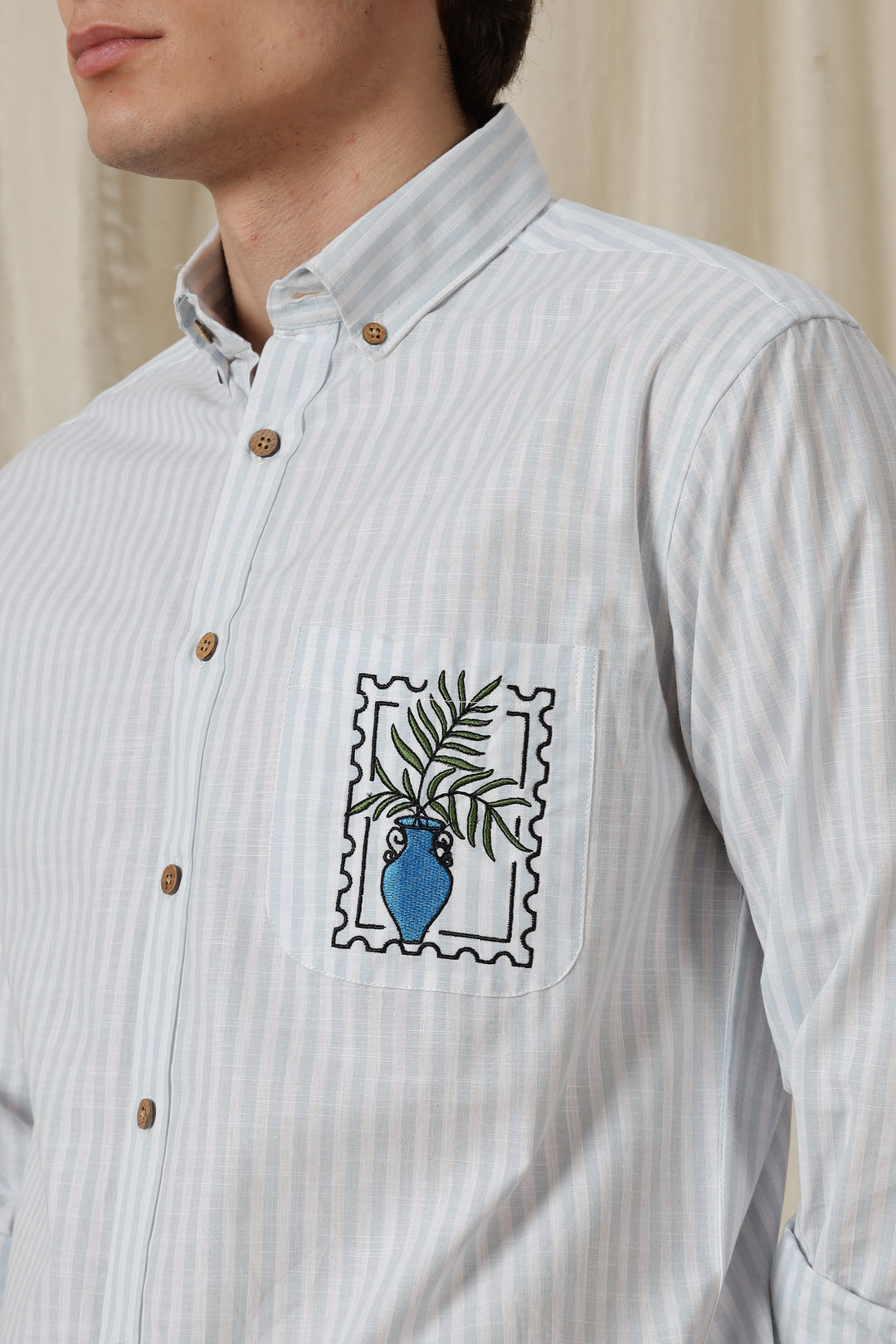 Pockets: Greek Vase Embroidery Shirt