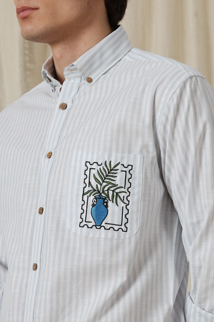 Pockets: Greek Vase Embroidery Shirt