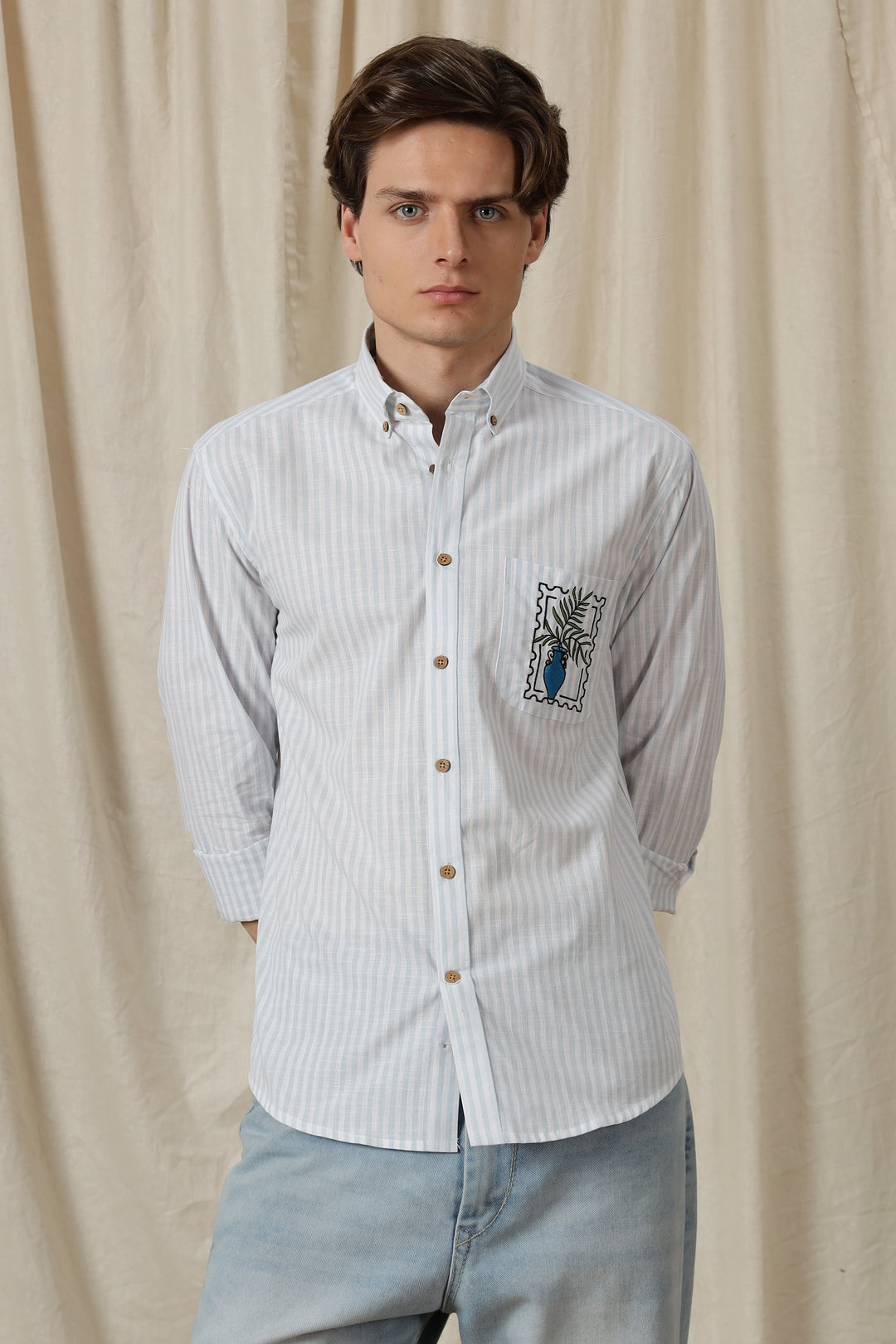 Pockets: Greek Vase Embroidery Shirt