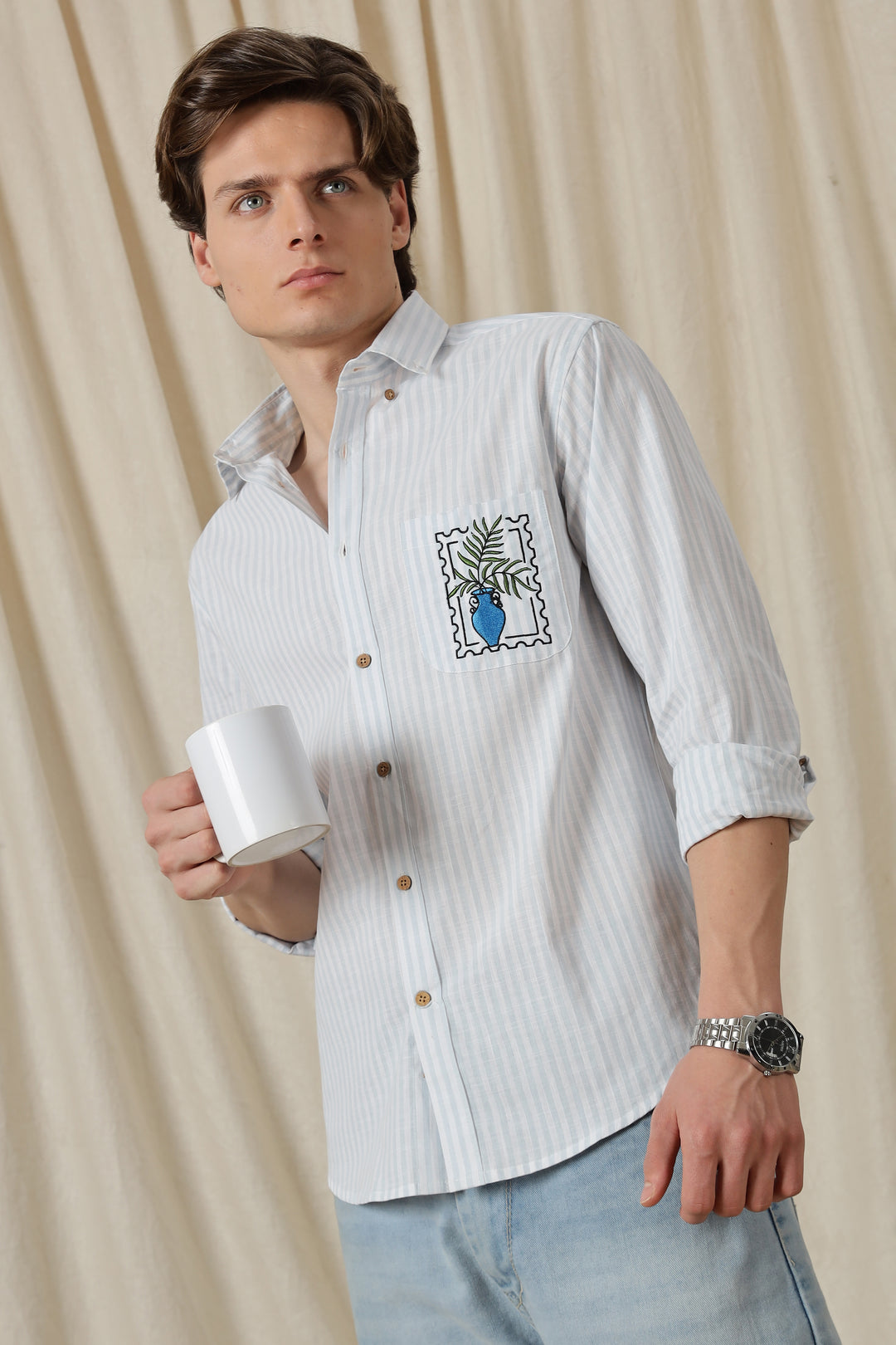 Pockets: Greek Vase Embroidery Shirt