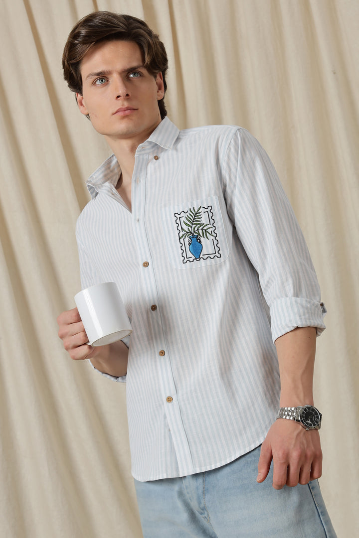 Pockets: Greek Vase Embroidery Shirt