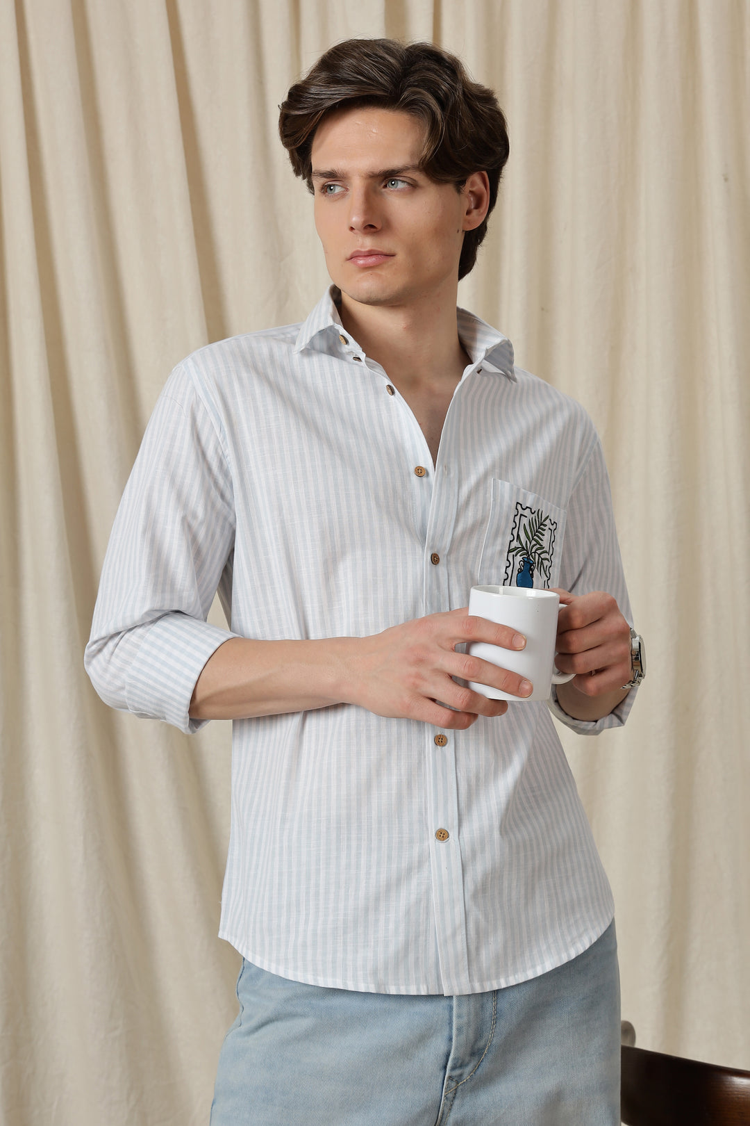 Pockets: Greek Vase Embroidery Shirt