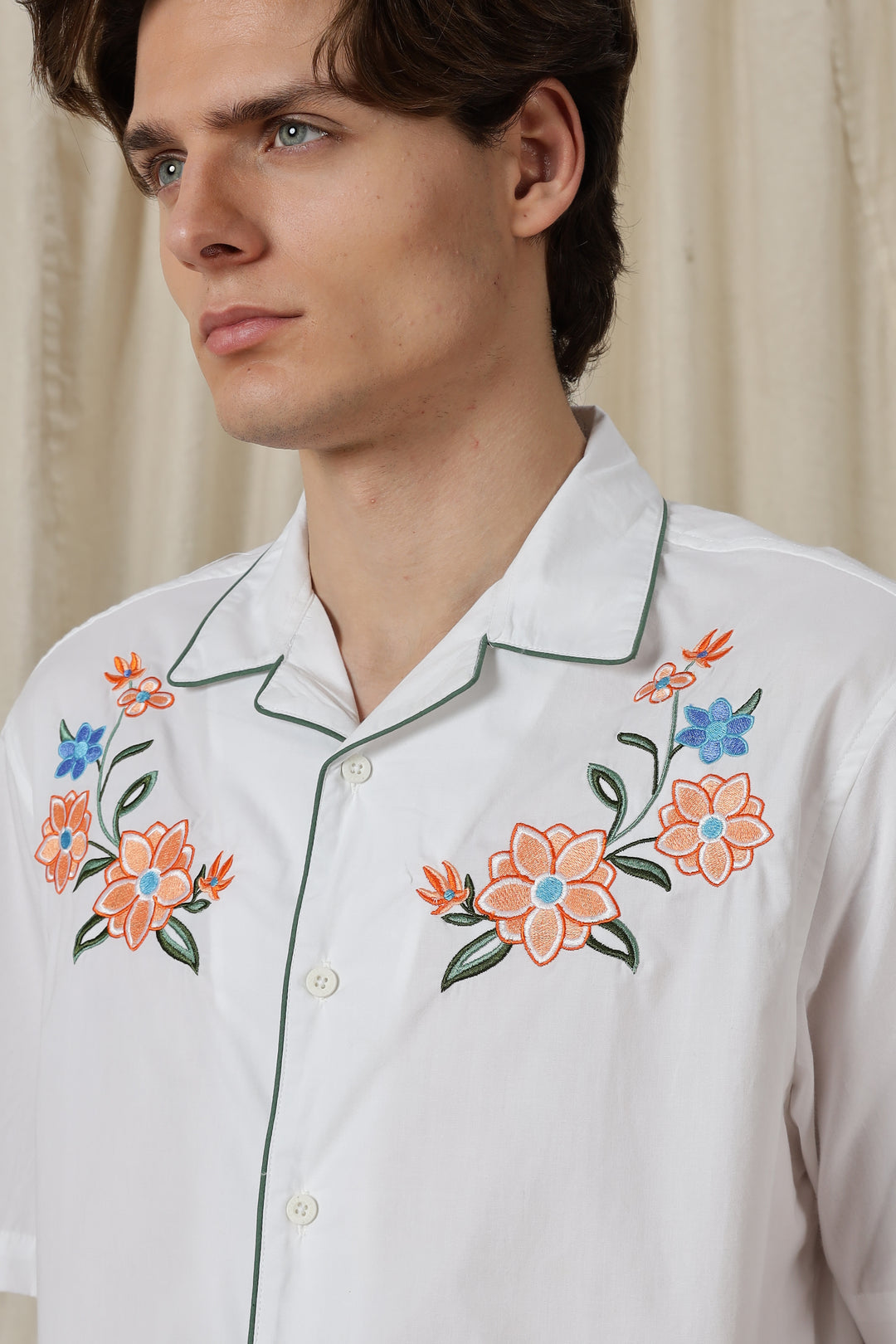 Flower Bouquet: Embroidery White Shirt
