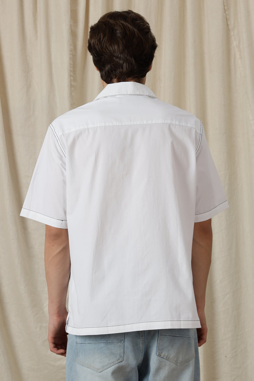 Contrasting Thread: White Oversized Shirt