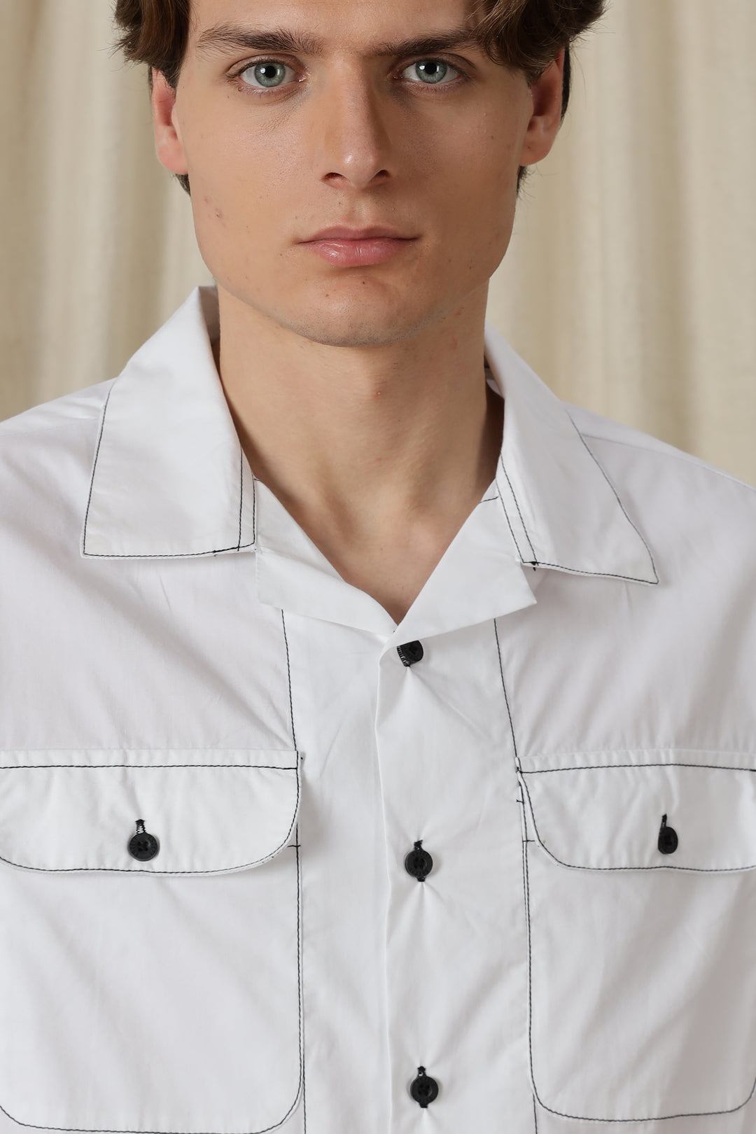 Contrasting Thread: White Oversized Shirt